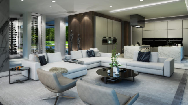 3d rendering of a modern living room.